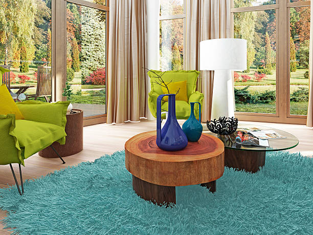 istock Contemporary living room with a sitting area with two chairs. 590242012