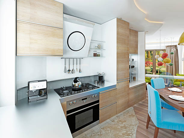 istock Modern kitchen dining room in the style of kitsch. 590242536