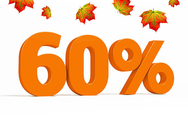 istock Orange 3d 60 % with leaves for autumn sale campaigns. 590242590