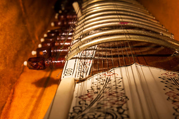 istock Instrument case with Sitar, a string traditional Indian musical 590244606