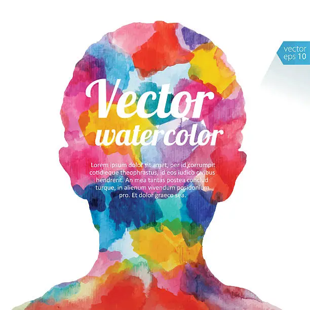 Vector illustration of Vibrant Watercolor Child  Head
