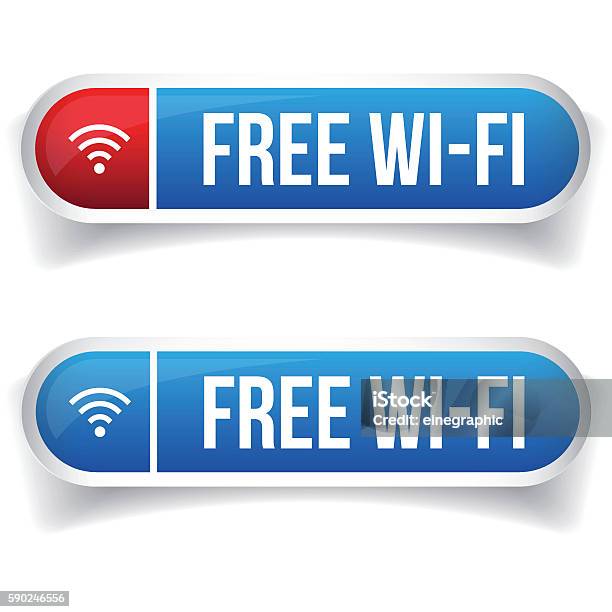 Vector Wifi Symbol Free Wifi Button Set Stock Illustration - Download Image Now - Accessibility, Blue, Business Finance and Industry