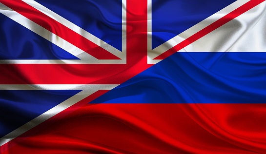 United Kingdom and Russian flag