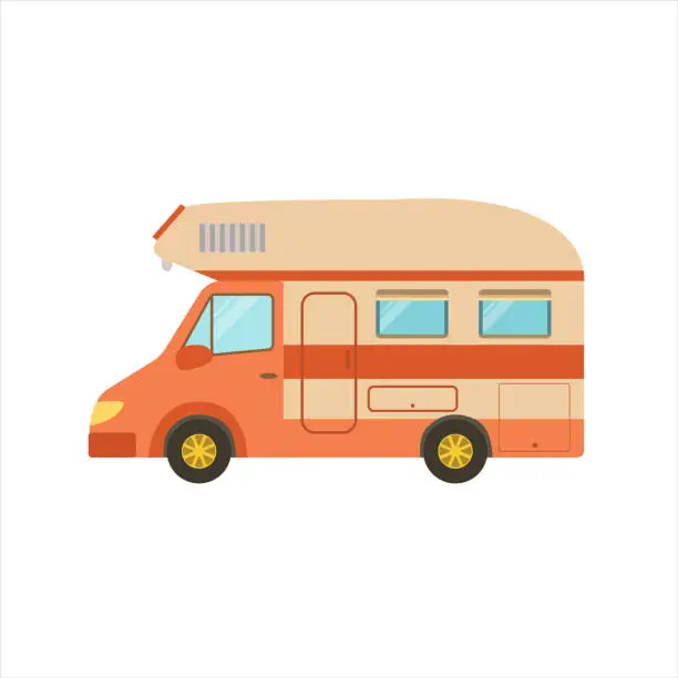 Vector illustration of Orange Stripy Travel Van