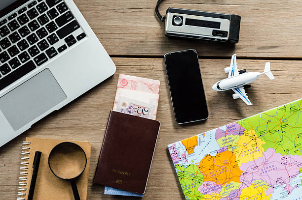 istock Go on an adventure! The map and the passport. 590248612