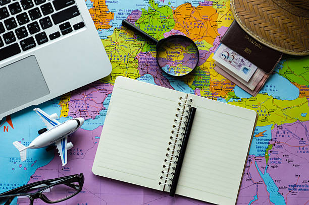istock Go on an adventure! The map and the passport. 590248770