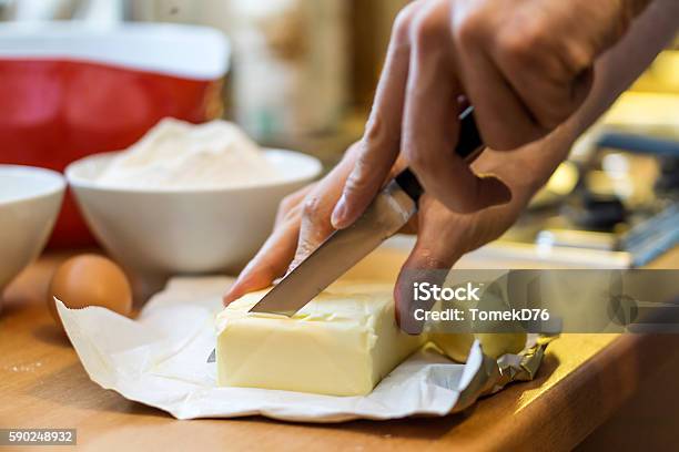 Bake Stock Photo - Download Image Now - Butter, Cutting, Table Knife