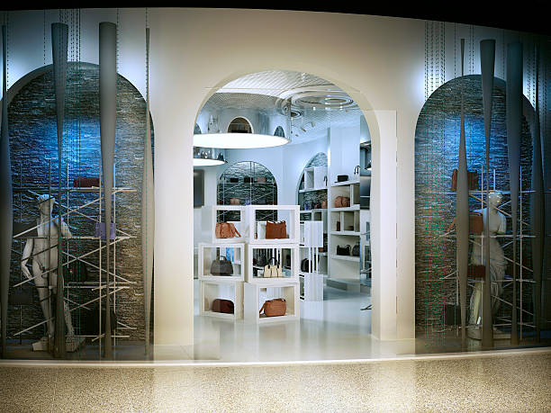 istock Entrance into a modern store selling handbags. 590249630