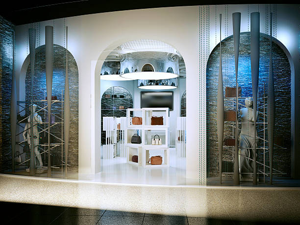 istock Entrance into a modern store selling handbags. 590249738