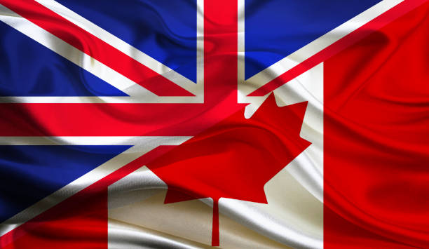 istock United Kingdom and Canadian flag 590251120