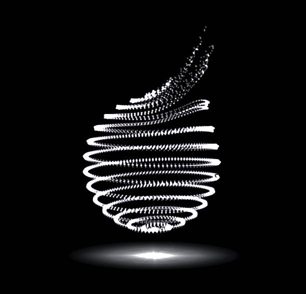 abstrakte 3d-kugelspiralform - connection in a row striped globe stock-grafiken, -clipart, -cartoons und -symbole