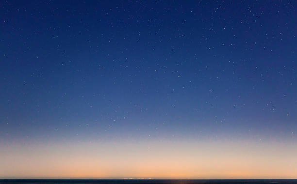 starry sky and the sicily coastline - crepusculo imagens e fotografias de stock