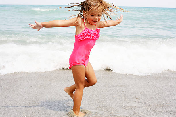 istock Little girl enjoying on the beach. 590256844