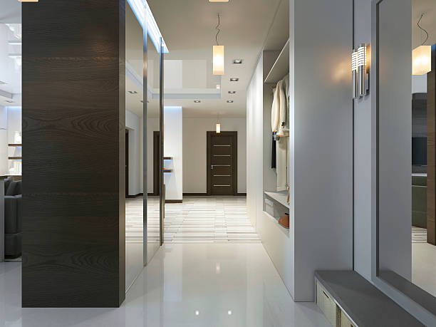 istock Hall with a corridor in Contemporary style with a wardrobe 590260394