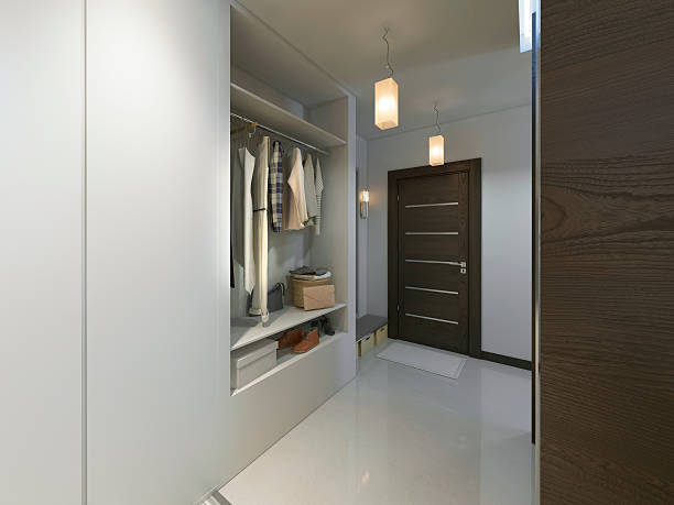 istock Hall with a corridor in Contemporary style with a wardrobe 590260986