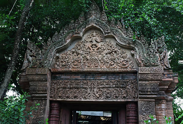 istock Gates decorated with brick carvings. 590262854