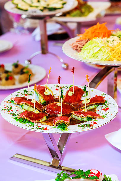 istock Table with food and drink 590264370
