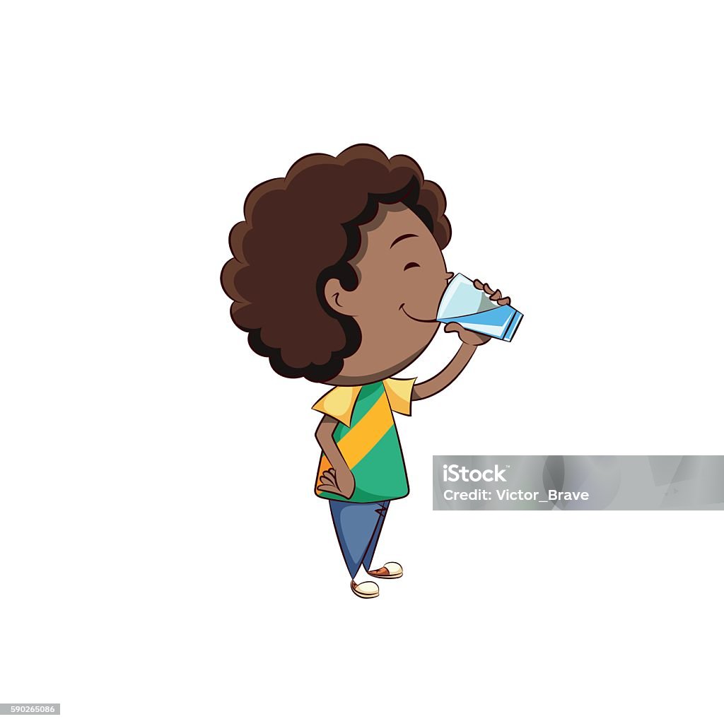 Boy Drinking Glass Of Water Stock Illustration - Download Image Now - Drinking  Water, Child, Cartoon - iStock