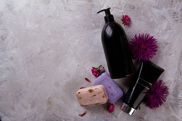 istock Cream, soap bar and liquid shower gel for aromatherapy, 590265456