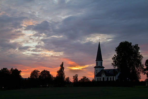 istock Curch of Nord Odal at sunset 590265764