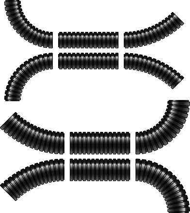 black corrugated flexible tubes - illustration for the web
