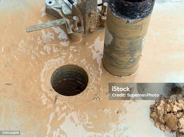 Coring Machine In Construction Work Stock Photo - Download Image Now - Concrete, Drill, Hole