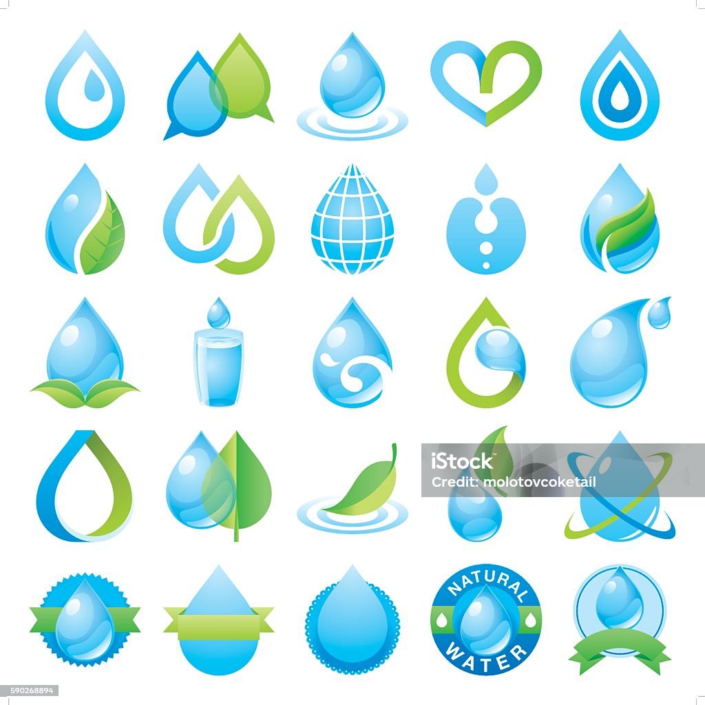 droplet and water A set of 10 natural water graphic elements. Everything is grouped individually for ease of edibility. Water stock vector