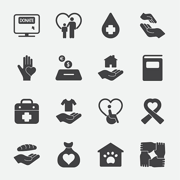 stockillustraties, clipart, cartoons en iconen met charity and donation vector icon 1 - opluchting