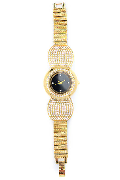 istock gold wristwatch inlaid with diamonds 590269484