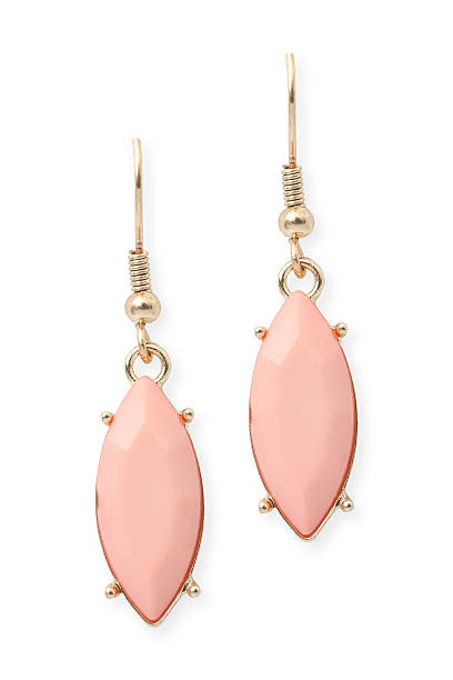 istock Earrings with pink stones isolated on white 590270666