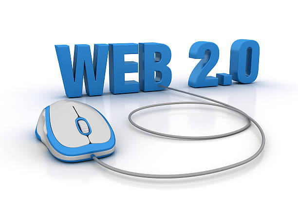 web 2.0 слово с компьютерной мышью - www internet http blue стоковые фото и изображения