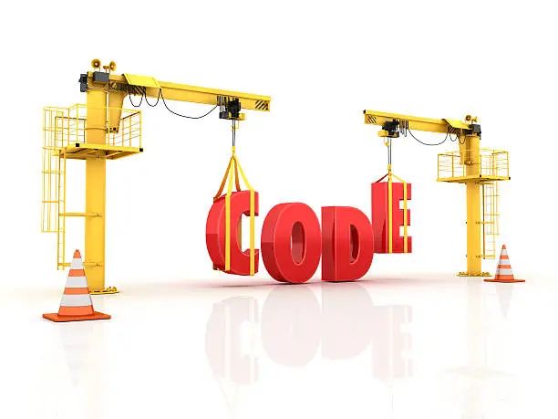 Photo of Cranes building the CODE Word