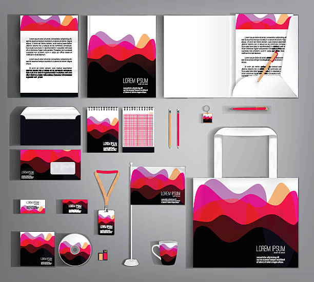 Corporate Identity. Set with wavy stripesl designs. vector art illustration