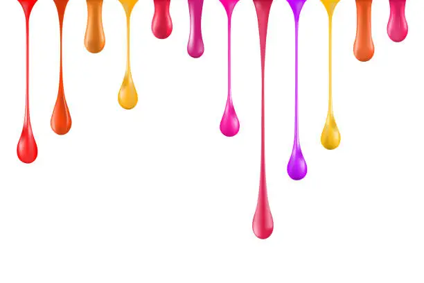 Vector illustration of Multicolored paint drips. Stock vector illustration. Gradient mesh.