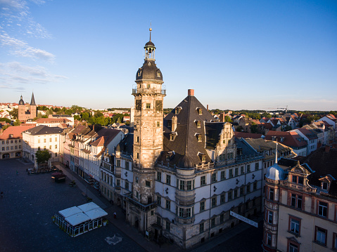 town hall market in Altenburg Thuringia aerial view