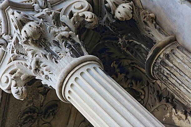 istock Corinthian greek architectural classical column facade building detail concept 590288904