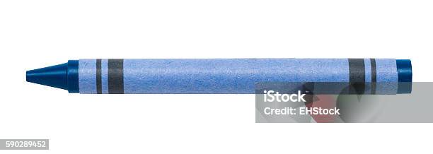 Blue Crayon Isolated On White Background Stock Photo - Download Image Now - Crayon, Blue, Cut Out