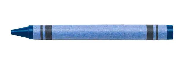 Photo of Blue Crayon Isolated on White Background