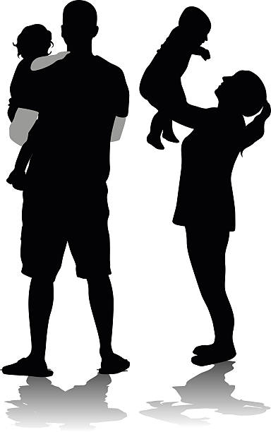 가족의 새로운 회원 - silhouette mother baby computer graphic stock illustrations