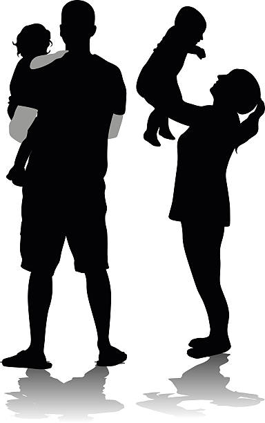 новые �члены семьи - silhouette mother baby computer graphic stock illustrations