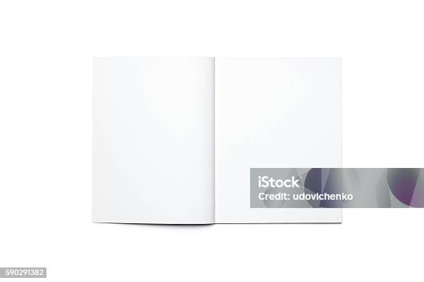 Blank Open Magazine Isolated Stock Photo - Download Image Now - Magazine - Publication, Template, Open