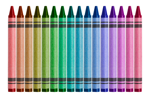 Multi-colored Crayons Isolated on White Background