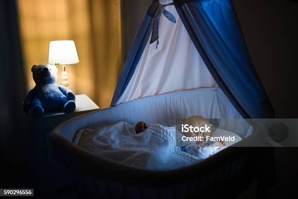 Cute Baby Boy Sleeping At Night Stock Photo - Download Image Now - Sleeping, Baby - Human Age, Night