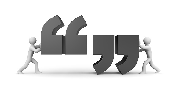 Quote. People and quote symbol. 3d illustration