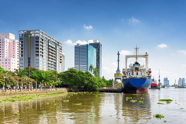 istock Ships on Saigon River in Ba Son Shipyard, Vietnam 590297426