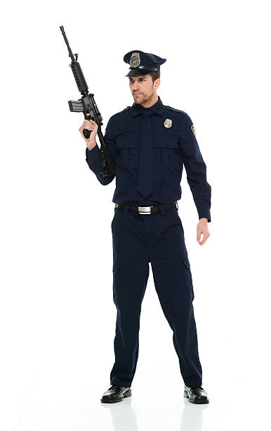 istock Police holding rifle 590299278