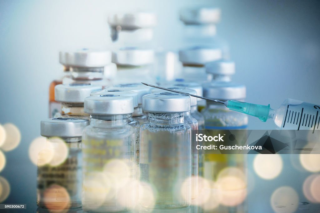 Global healthcare. Vaccine No People Stock Photo