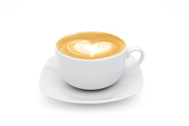 istock Hot coffee cafe latte in white background 590304176
