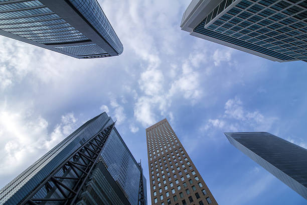 istock Skyscrapers in tokyo, japan, viewed from below 590580264