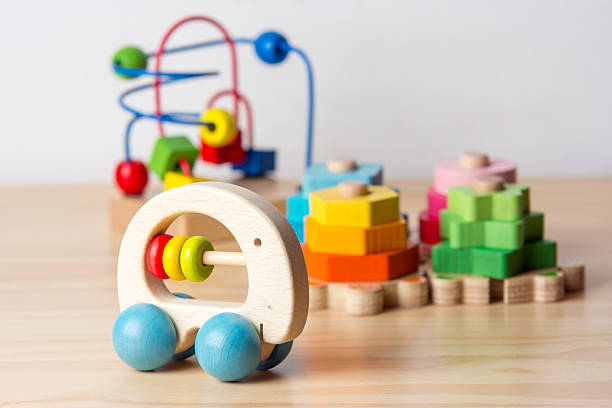 Colorful didactic wooden toys.